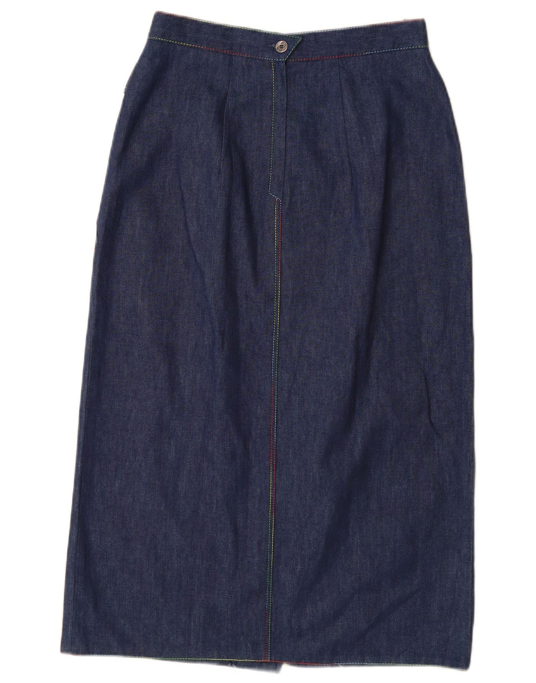 VINTAGE Jupe en denim taille haute femme EU 38 Moyen W26 Coton bleu marine