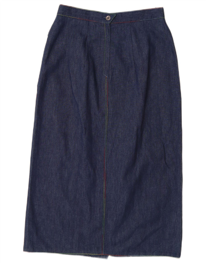 VINTAGE Jupe en denim taille haute femme EU 38 Moyen W26 Coton bleu marine