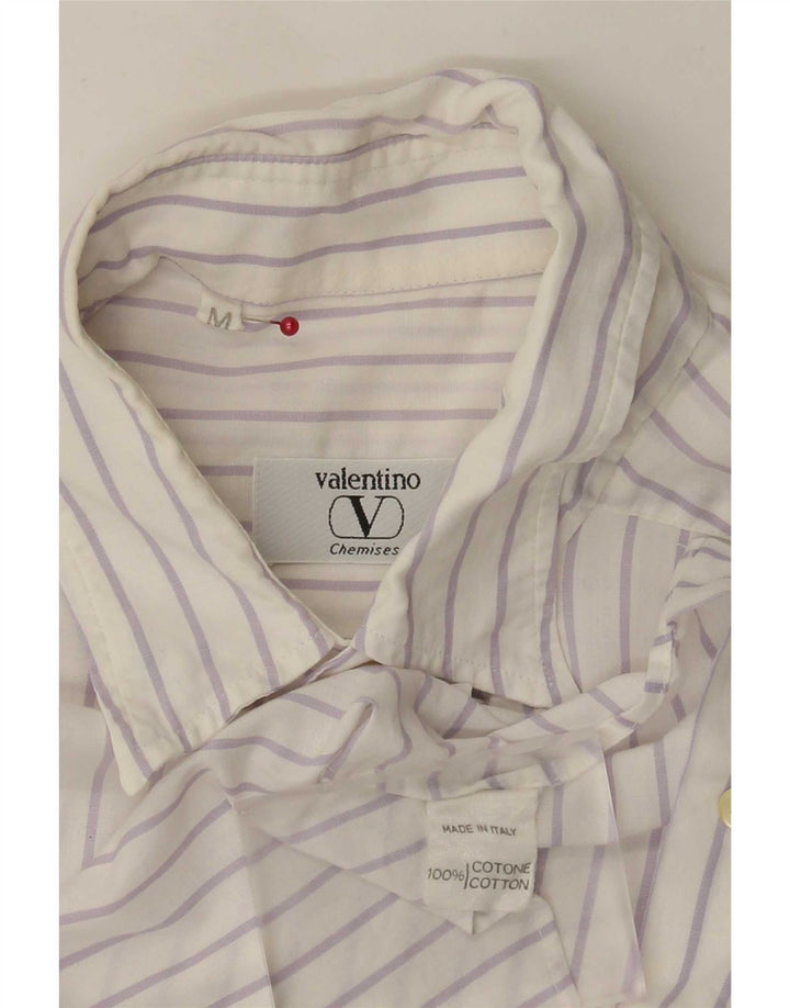 Valentino Chemise à Manches Courtes Homme Coton Rayé Blanc Moyen