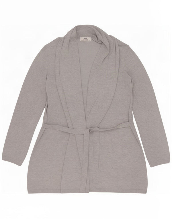 Zara Womens Longline Cardigan Sweater UK 10 Small Gris Moucheté Viscose
