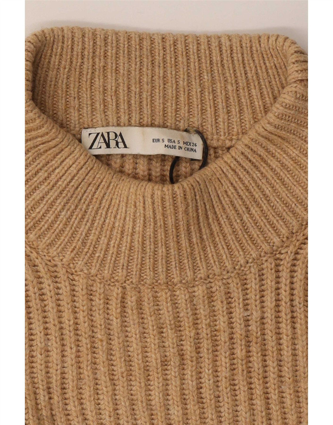Zara Pull surdimensionné à col rond pour femme UK 10 Petit Marron