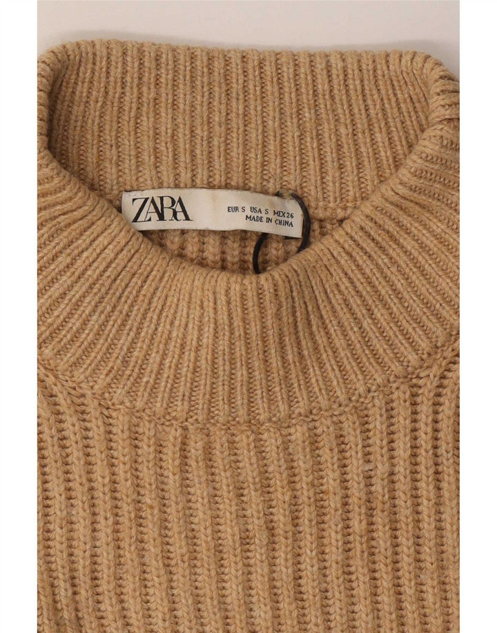 Zara Pull surdimensionné à col rond pour femme UK 10 Petit Marron