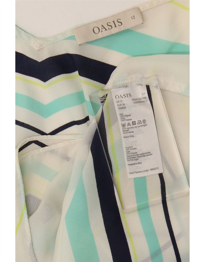Oasis Chemisier sans manches pour femme UK 42 en polyester rayé blanc moyen