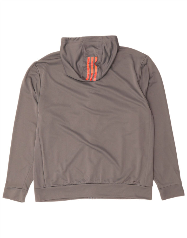 Adidas Pull à capuche zippé Aeroready Homme Gris Moyen Polyester