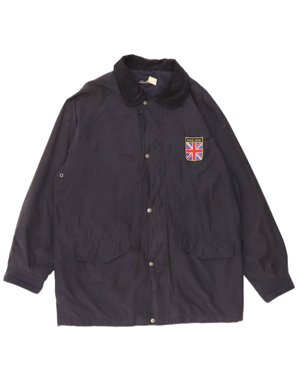 VINTAGE Veste coupe-vent homme UK 44 2XL Bleu Marine Coton