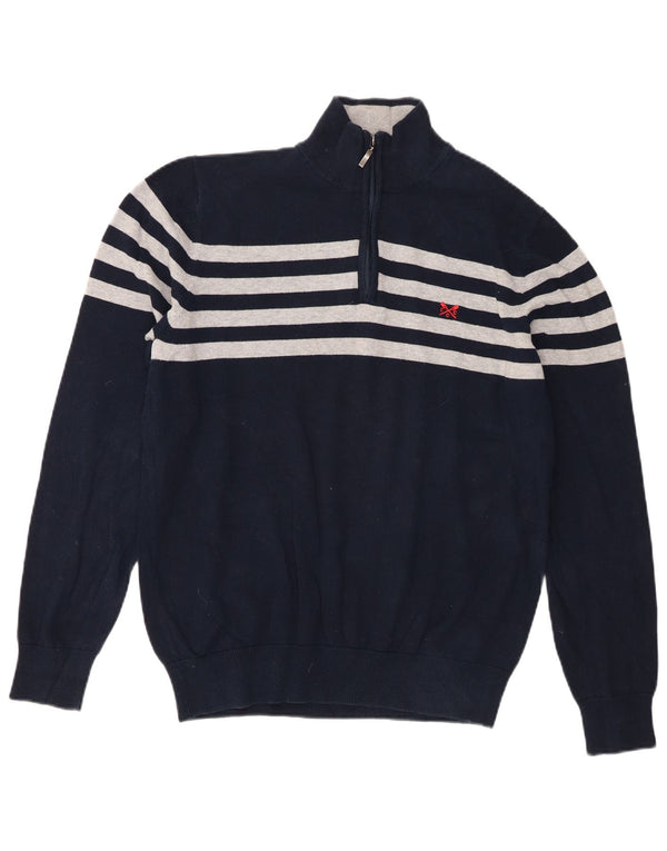 Crew Clothing Pull à col zippé pour homme Large Bleu marine Colorblock