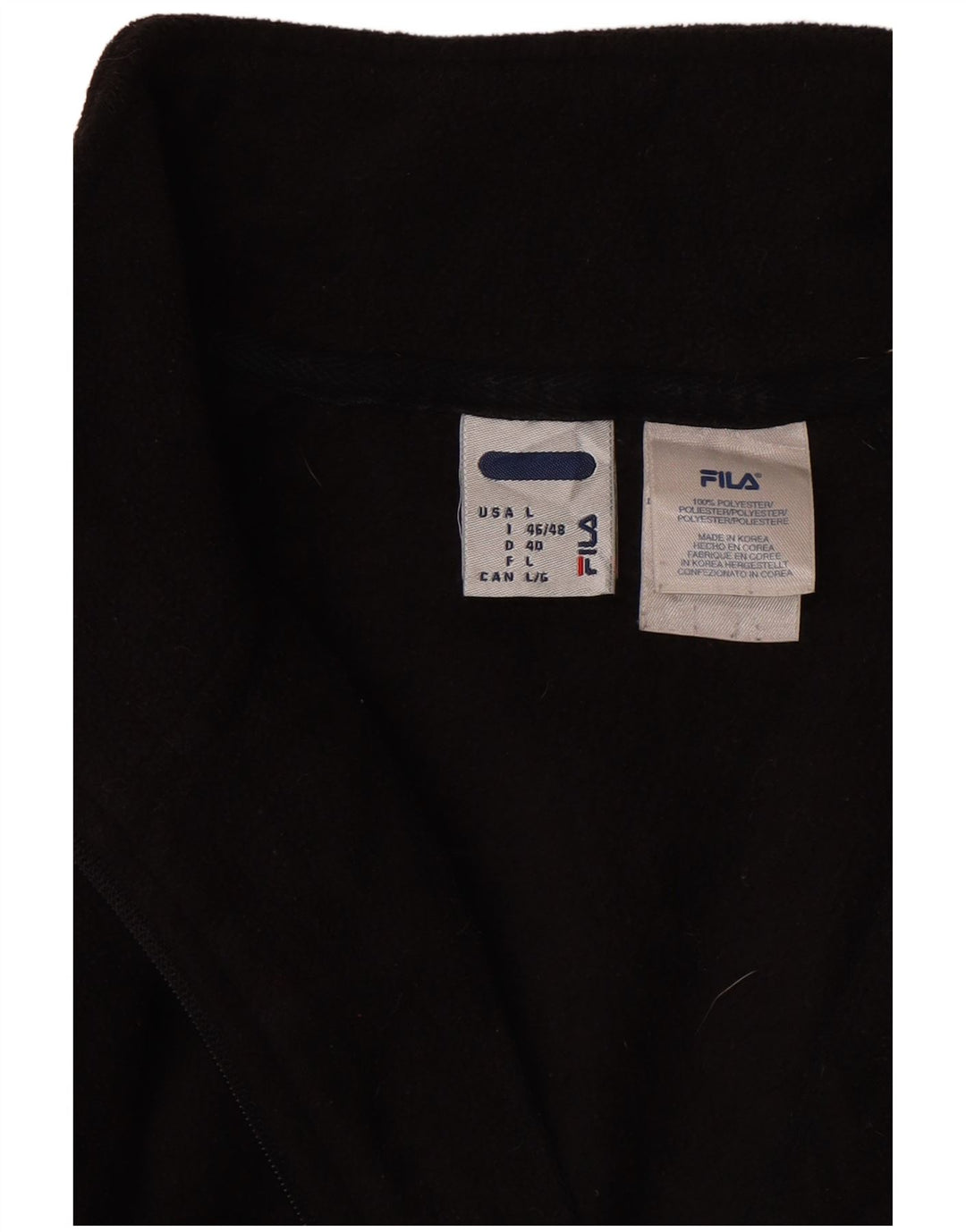 FILA Pull polaire à col zippé pour homme Large Noir Polyester