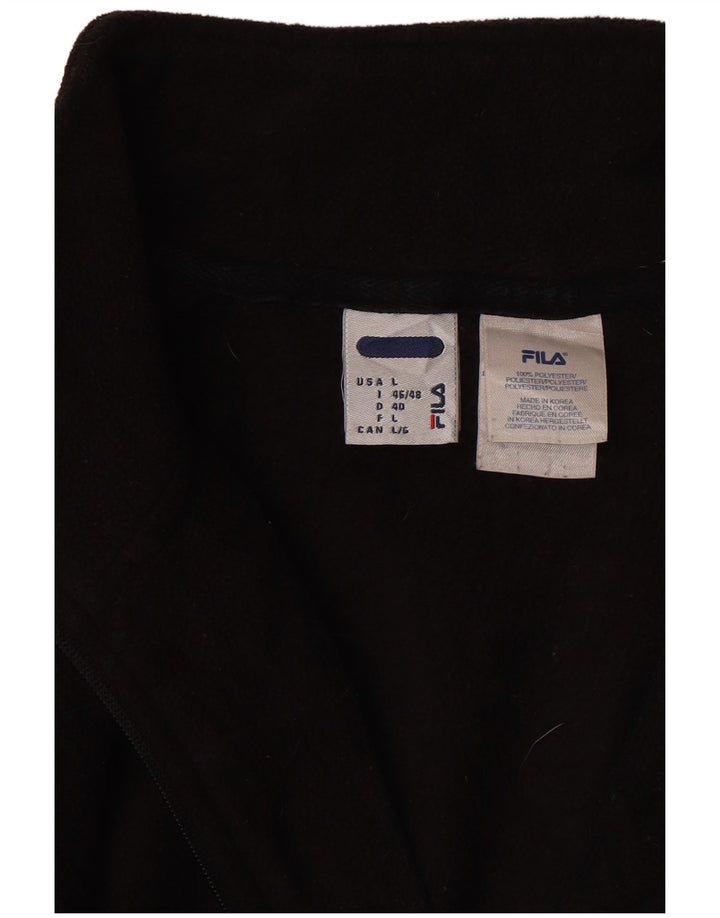 FILA Pull polaire à col zippé pour homme Large Noir Polyester