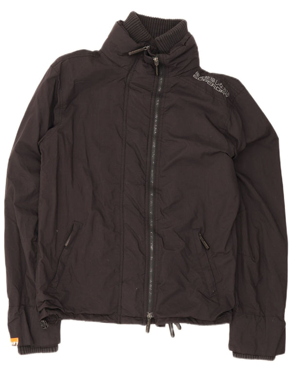 Superdry Veste de Pluie Femme UK 16 Large Noir Nylon