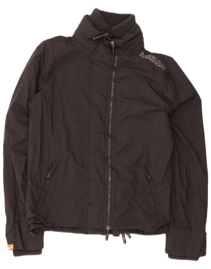 Superdry Veste de Pluie Femme UK 16 Large Noir Nylon
