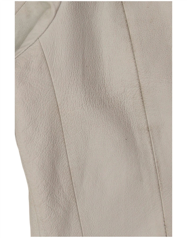 veste en cuir femme vintage EU 42 Grand cuir blanc