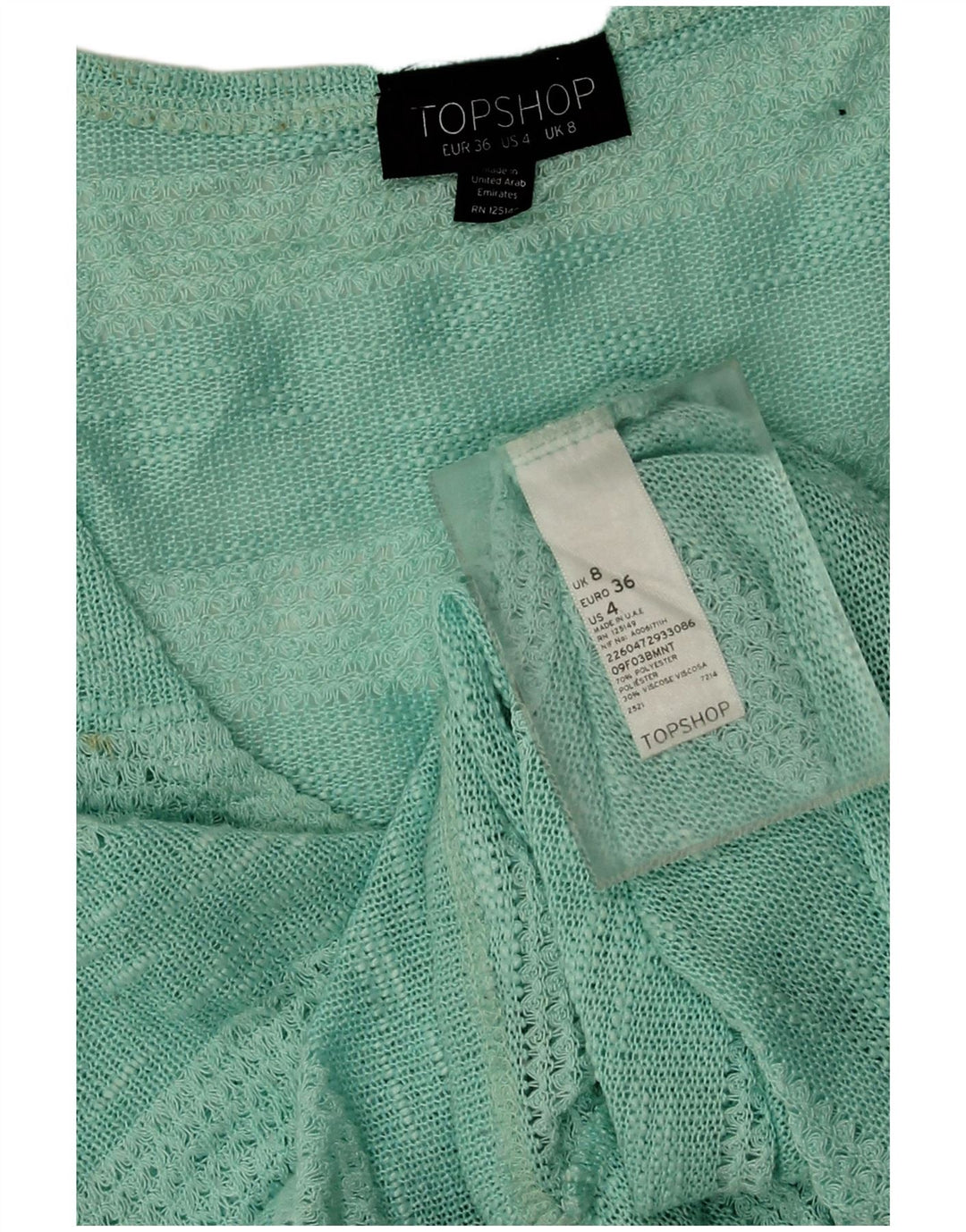 Topshop Débardeur Femme UK 8 Petit Polyester Rayé Turquoise