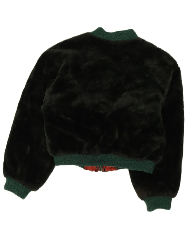 Benetton Veste bomber surdimensionnée en fausse fourrure pour femme IT 44 Noir moyen