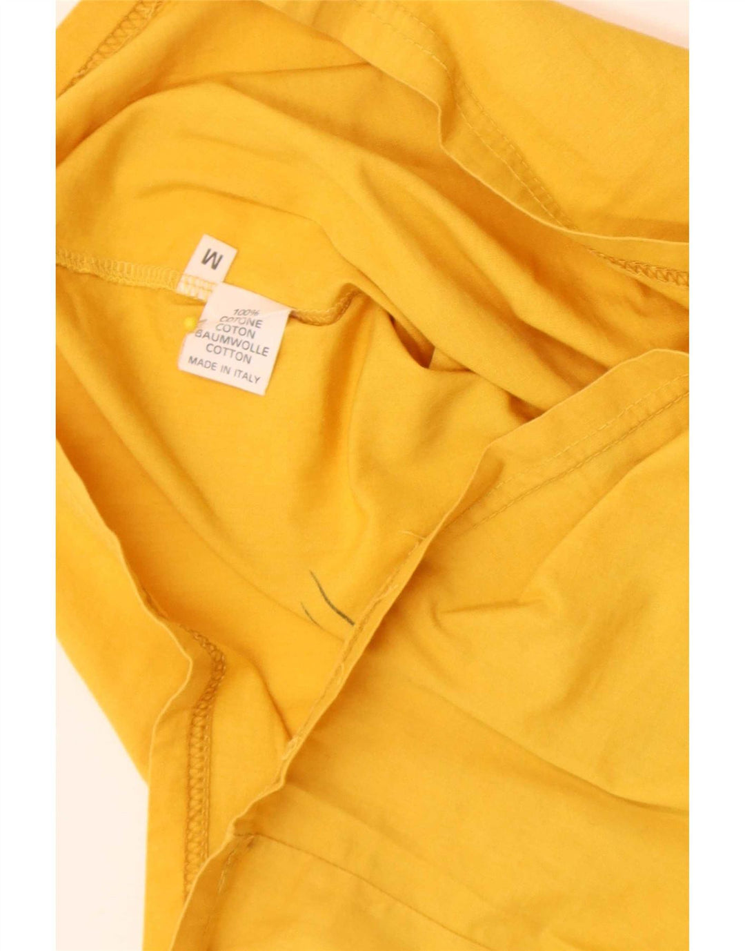 vintage Womens Graphic Blouse Top UK 14 Coton Jaune Moyen