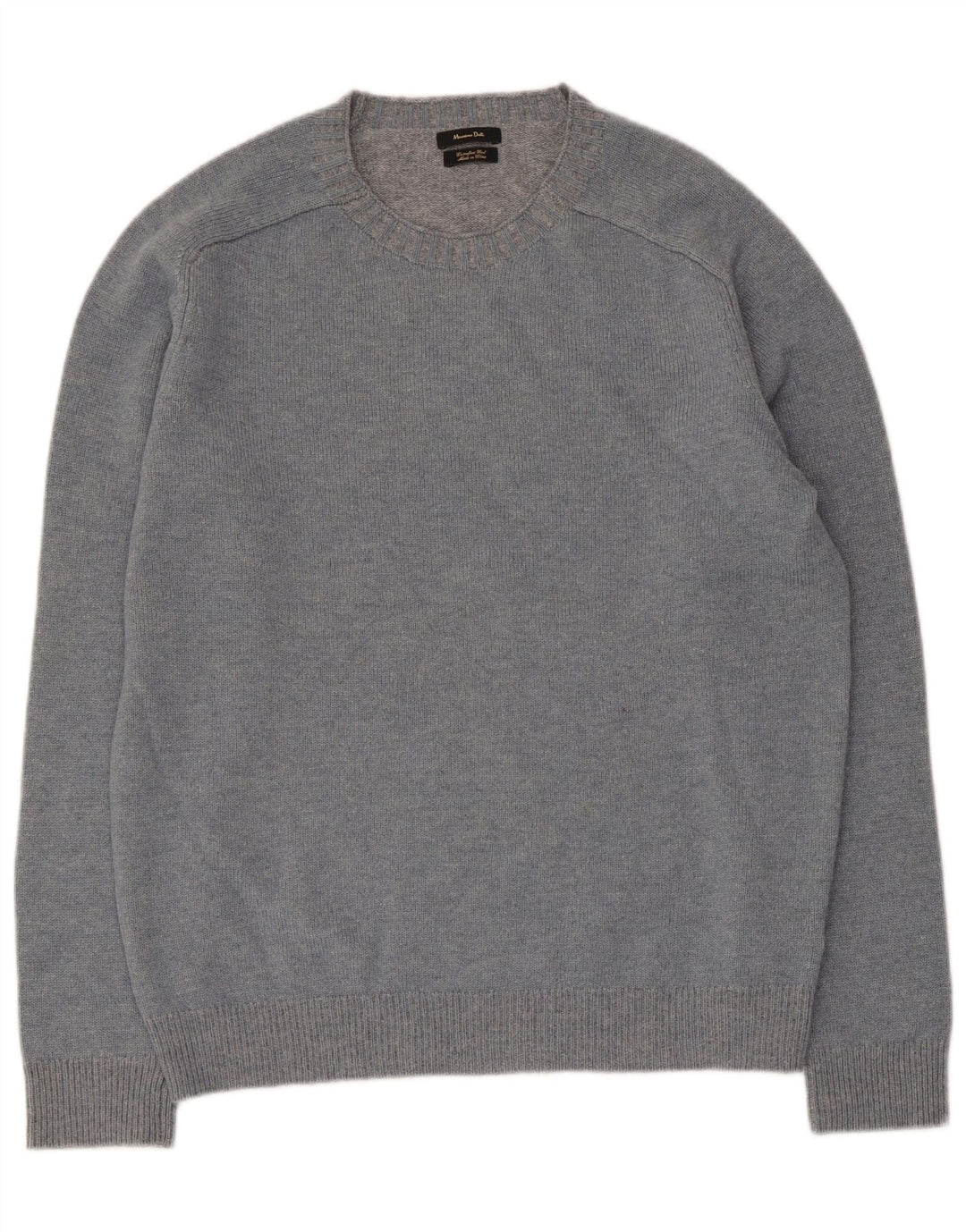 Massimo Dutti Pull à col rond pour homme en laine bleue Taille L
