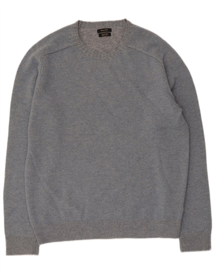 Massimo Dutti Pull à col rond pour homme en laine bleue Taille L