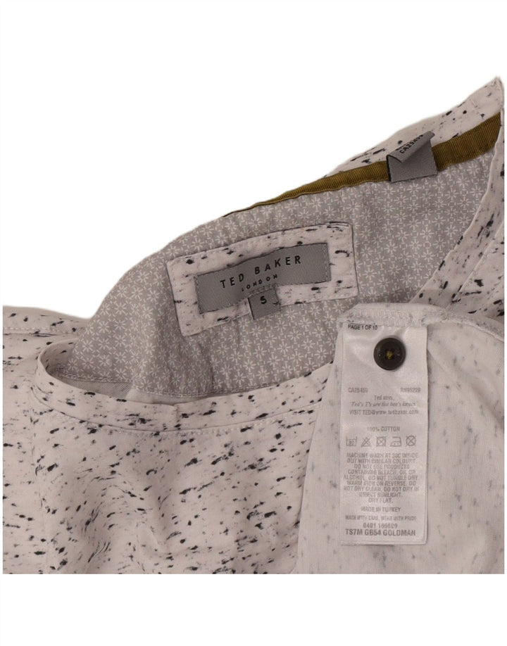 Ted Baker T-Shirt Homme Taille 5 XL Blanc Moucheté Coton