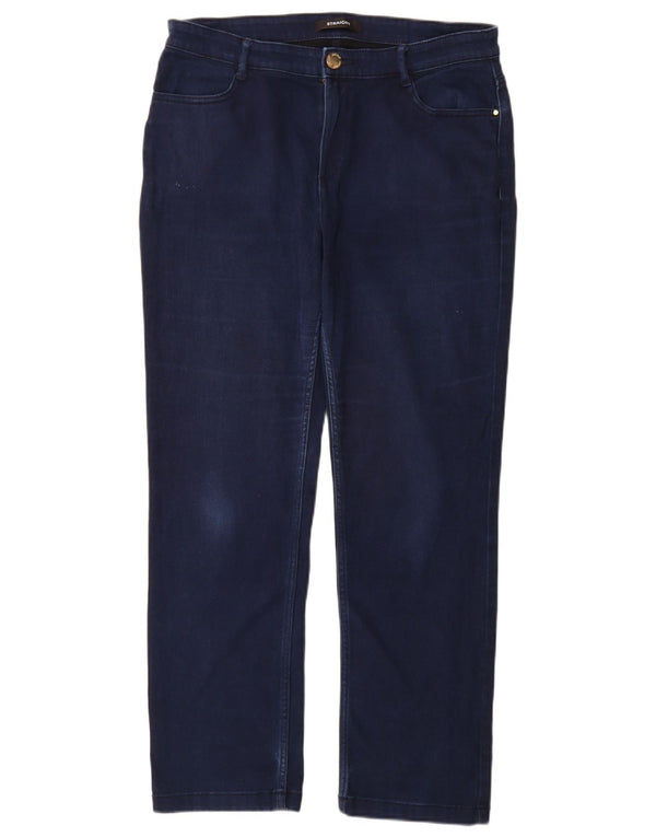 Marks & Spencer Jean droit pour femme UK 14 Large W32 L30 Bleu marine Coton