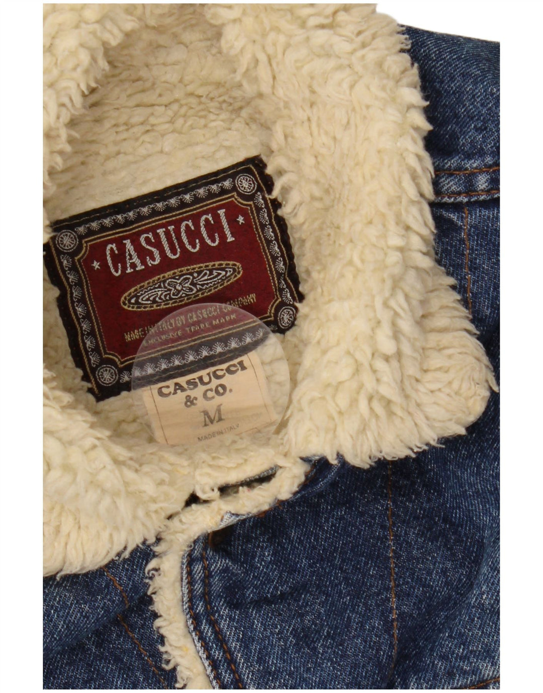 CASUCCI Veste en jean Sherpa pour homme UK 38 Bleu moyen Coton
