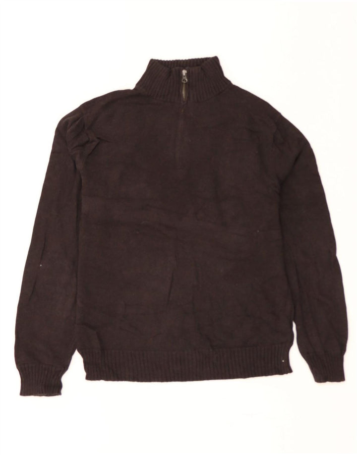 J. CREW Mens Zip Neck Jumper Sweater Medium Black Cotton Vintage J. Crew and Second-Hand J. Crew from Messina Hembry 