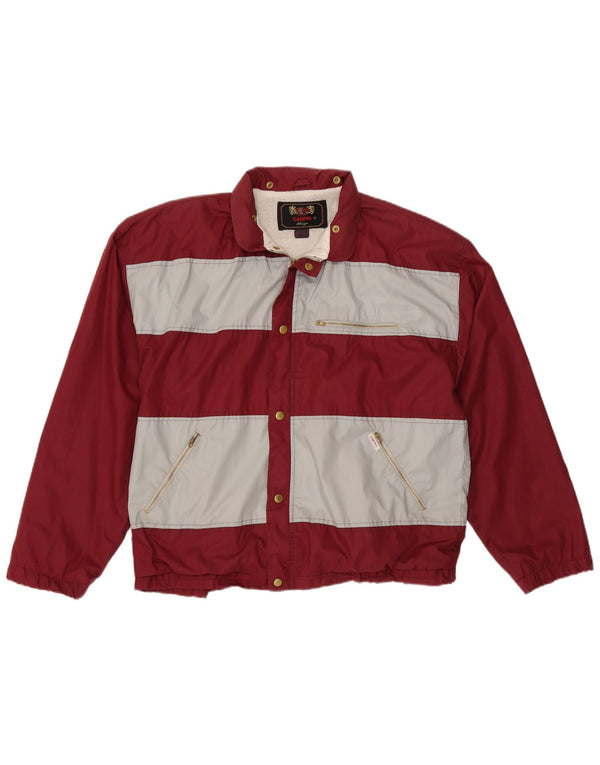 CAMPRI Veste bomber à capuche pour homme UK 40 Large Bordeaux Rayé Polyester