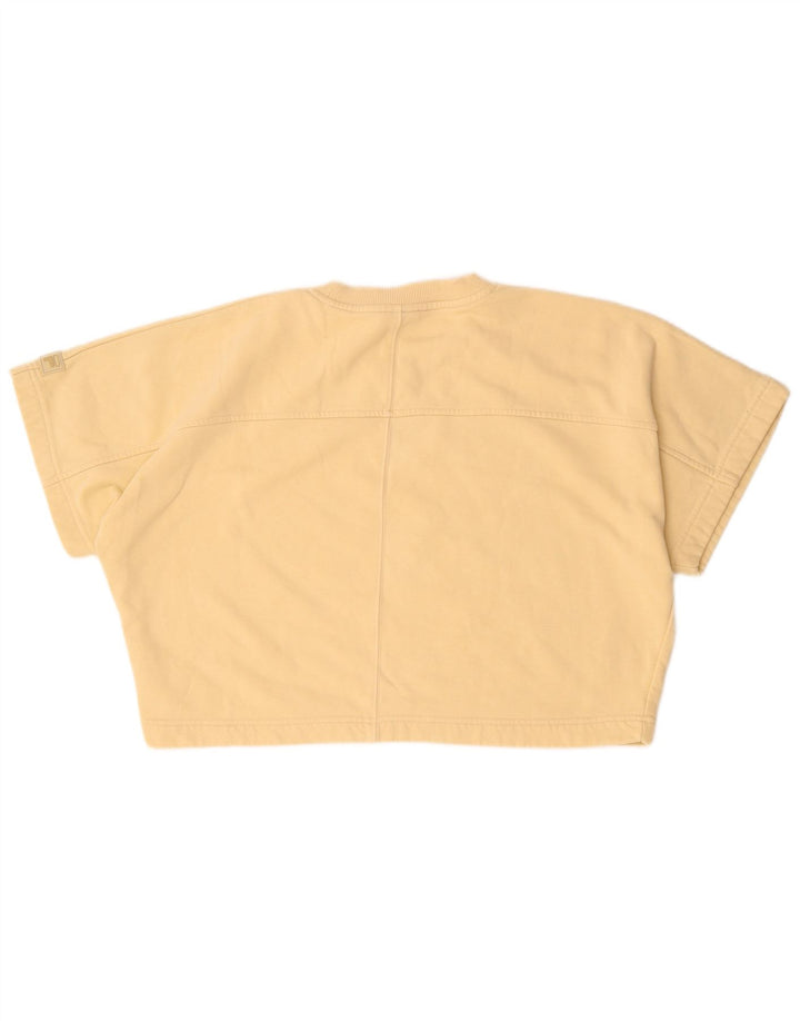 Fila Femme Crop Oversize T-Shirt Top UK 14 Coton Beige Moyen