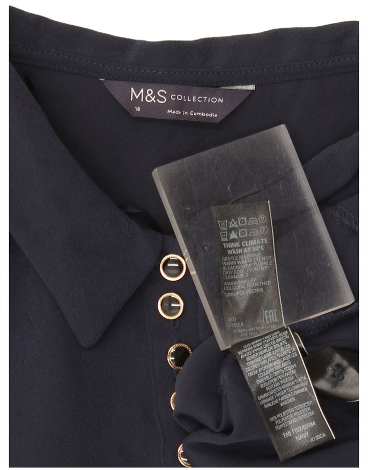 Marks & Spencer Robe droite à manches longues pour femme UK 18 XL Bleu marine Polyester