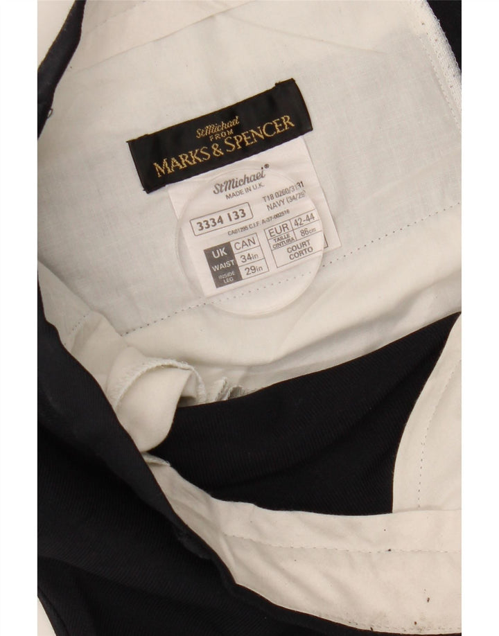 Marks & Spencer Pantalon Chino Droit Homme W34 L29 Bleu Marine Polyester