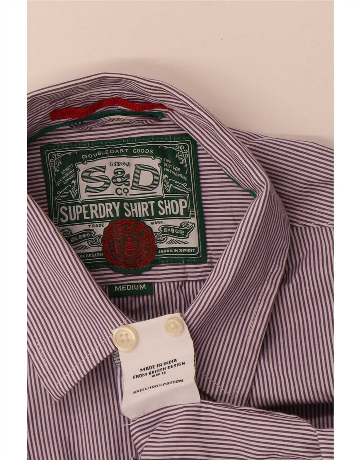 Superdry Chemise Regular Fit Homme Violet Moyen à Fines Rayures en Coton