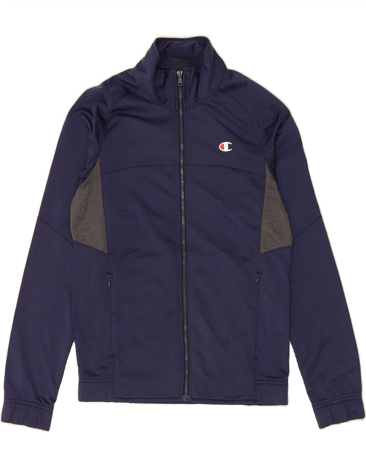 CHAMPION Mens Tracksuit Top Jacket Small Navy Blue Colourblock Polyester Vintage Champion and Second-Hand Champion from Messina Hembry 