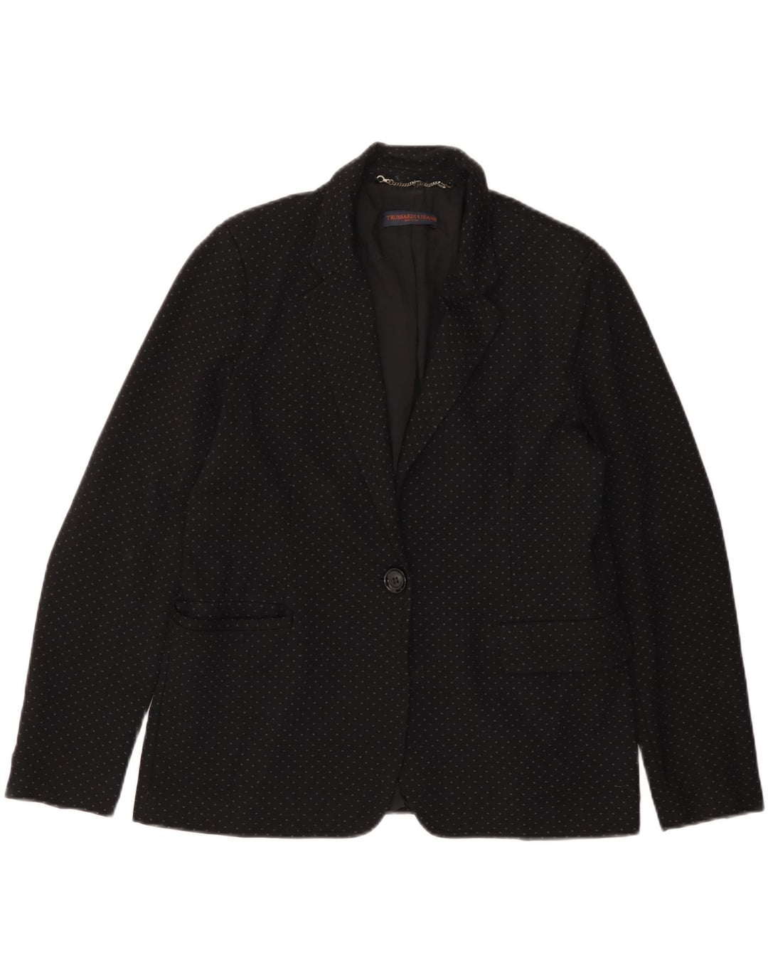 TRUSSARDI JEANS Veste Blazer 1 Bouton Femme IT 44 Moyen Noir Taché