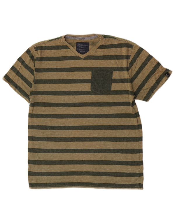 Calvin Klein Jeans T-Shirt Garçon 14-15 Ans Large Vert Rayé