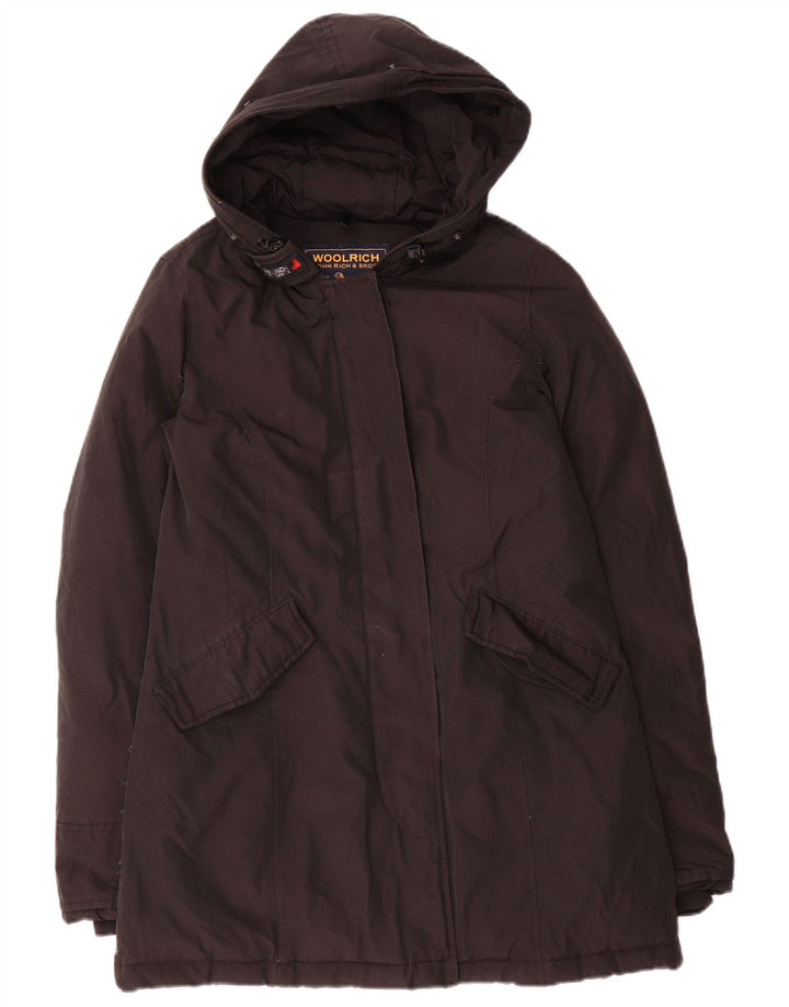 Woolrich Manteau rembourré à capuche pour femme UK 10 Small Noir Coton