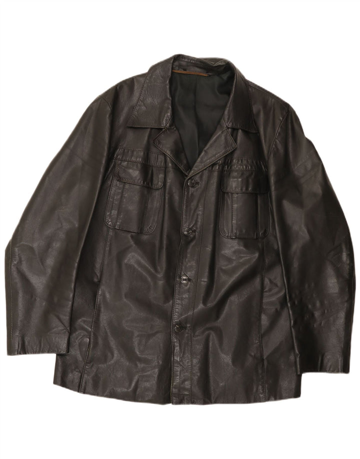 Zeiler Veste en cuir pour homme UK 40 Large Noir