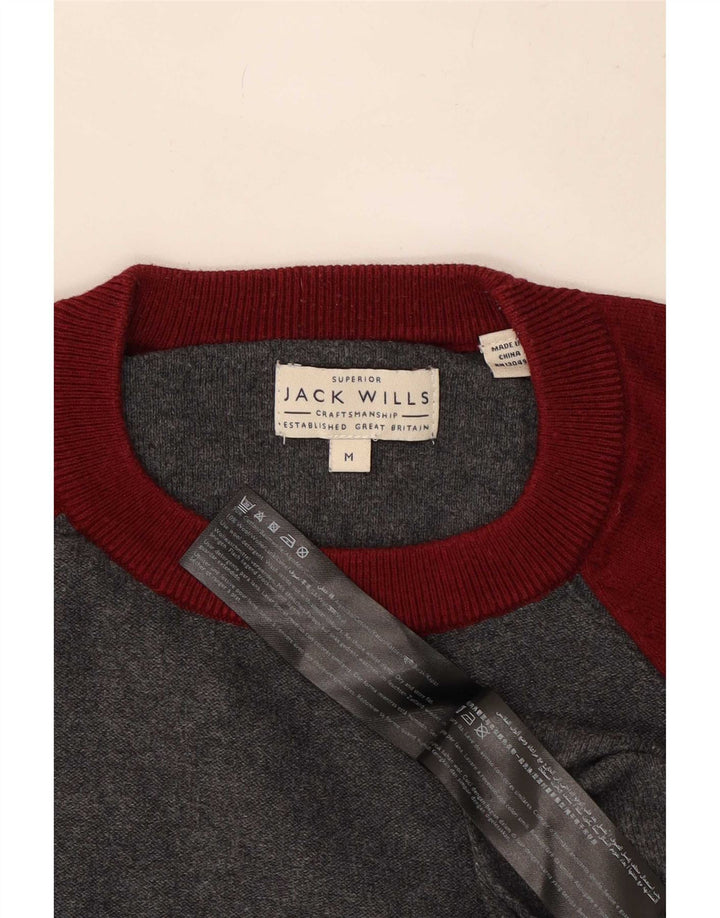 Jack Wills Pull à col rond pour homme en coton color block gris moyen