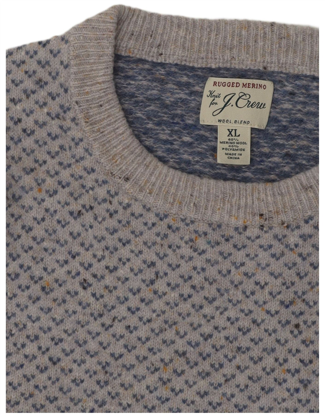 J. CREW Pull col bateau pour femme UK 18 XL Bleu Fair Isle Laine