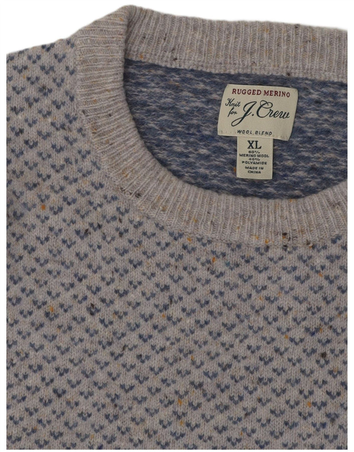 J. CREW Pull col bateau pour femme UK 18 XL Bleu Fair Isle Laine