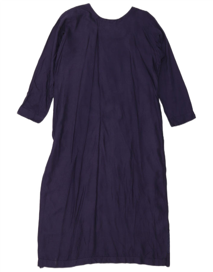 vintage Femme Robe A-Line EU 38 Moyen Bleu Marine Géométrique