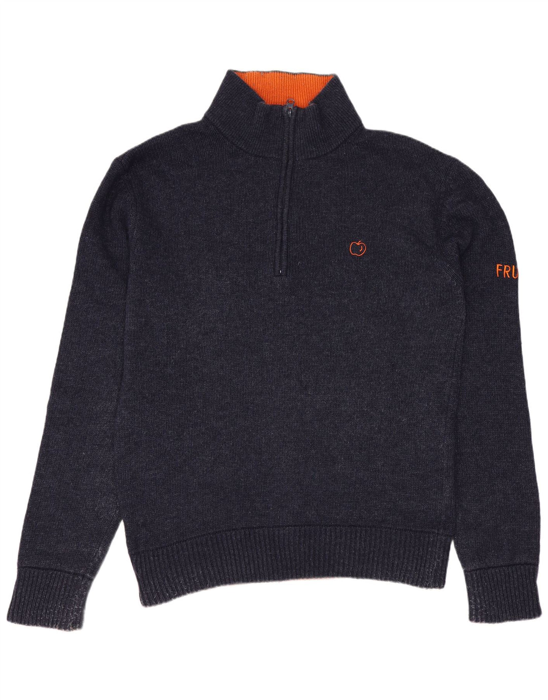 VINTAGE Pull col zippé homme laine bleu marine moyen