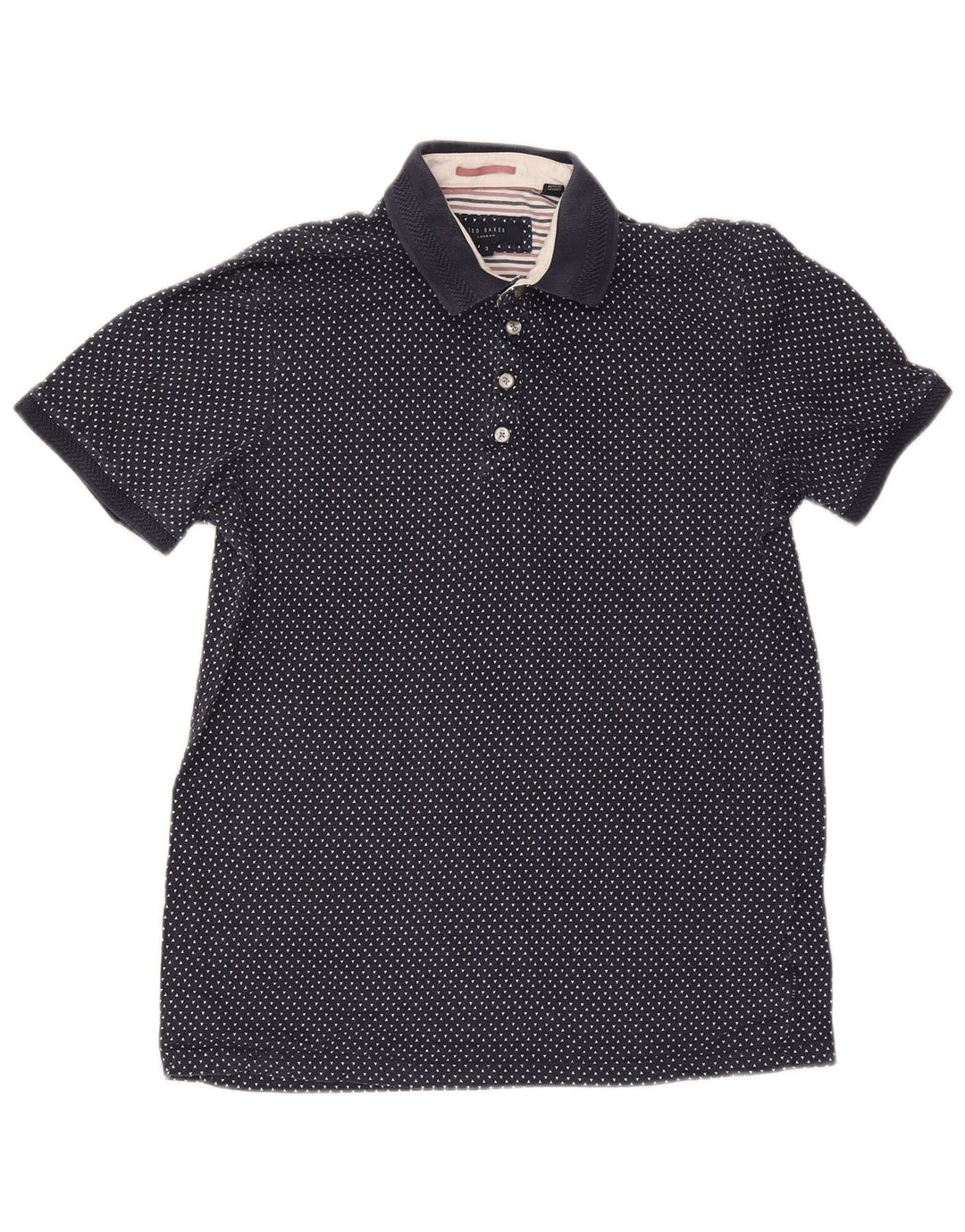 Ted Baker Polo Homme Taille 3 Bleu Marine Moyen Coton Tacheté