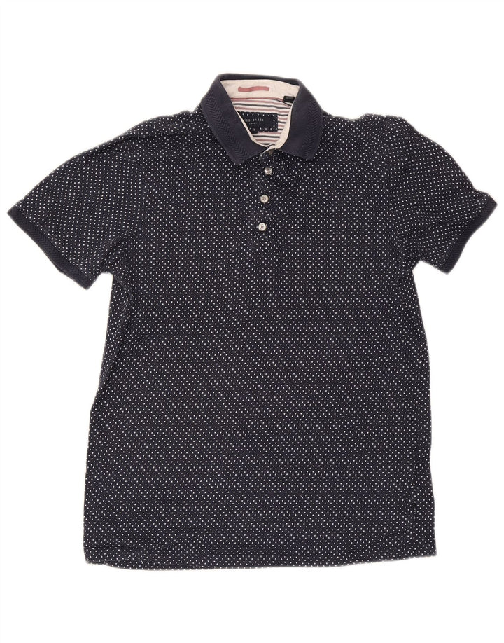 Ted Baker Polo Homme Taille 3 Bleu Marine Moyen Coton Tacheté