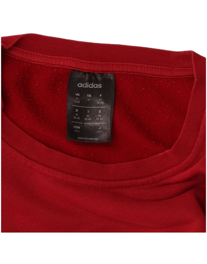 Adidas Sweat-shirt graphique pour femme UK 12/14 Rouge moyen en coton