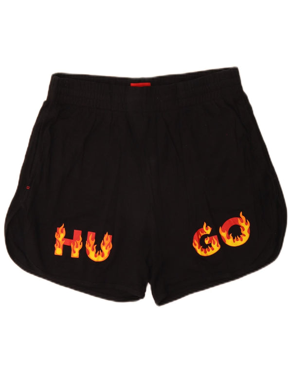 Hugo Boss Short de sport graphique pour femme UK 14 Coton noir moyen