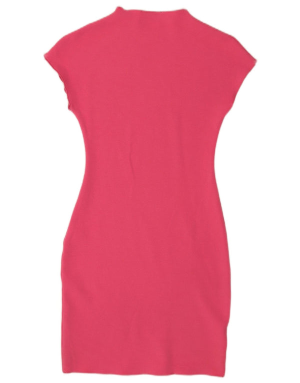 Zara Femme Robe Moulante UK 8 Petite Viscose Rose