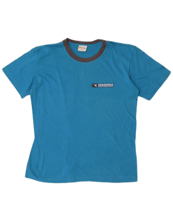 Diadora T-Shirt Homme Haut Large Bleu Colorblock Coton
