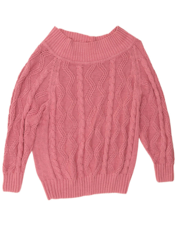 vintage Femme Col Bateau Pull Pull IT 52 2XL Rose Ramie