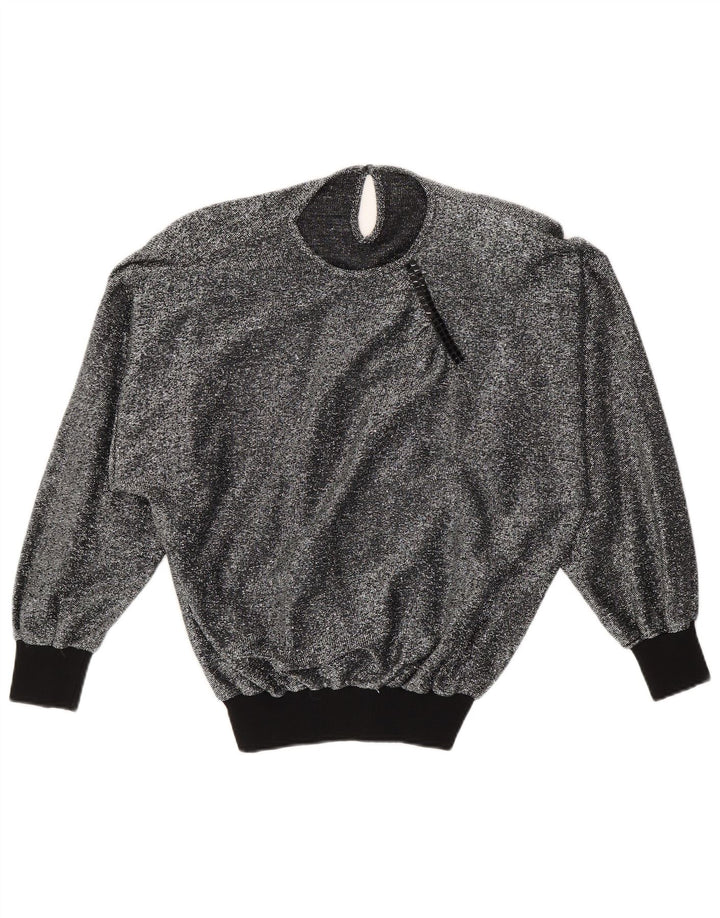 vintage Femme Blouse Top UK 16 Grand Argent