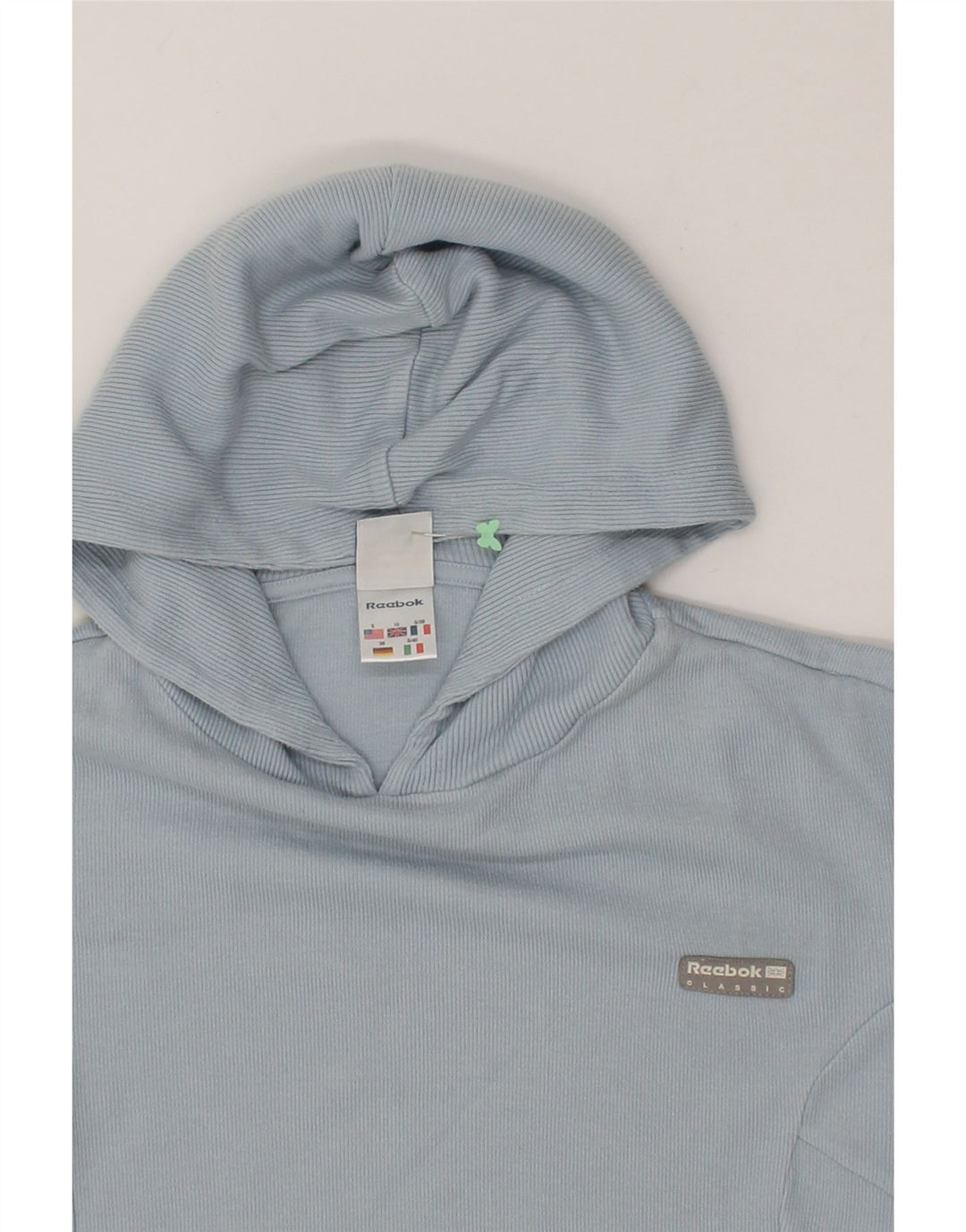 REEBOK Womens Hoodie Jumper UK 10 Small Blue Cotton Vintage Reebok and Second-Hand Reebok from Messina Hembry 