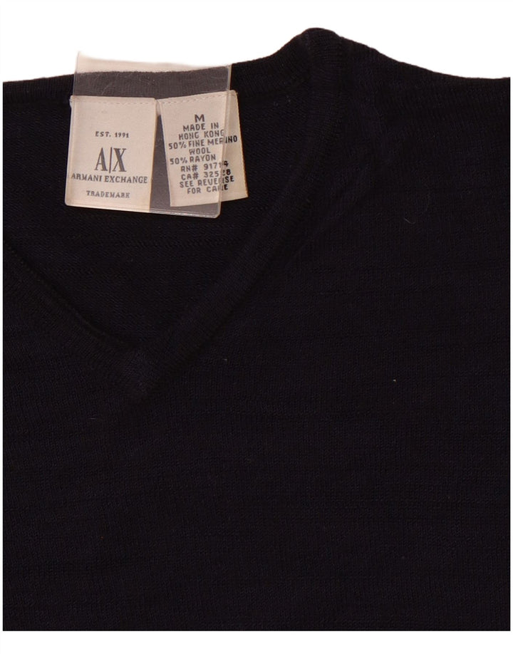 ARMANI EXCHANGE Pull col en V pour femme UK 12 Bleu marine moyen
