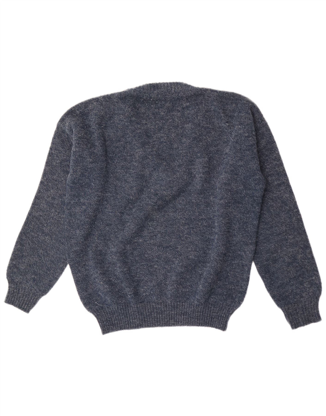 vintage Homme Col V Pull Pull Moyen Bleu Marine Géométrique